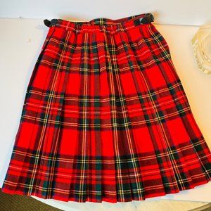 O'Neill Of Dublin Girls Kilt Royal Stewart Tartan Mid Length‎ Pleated Skirt 7/8